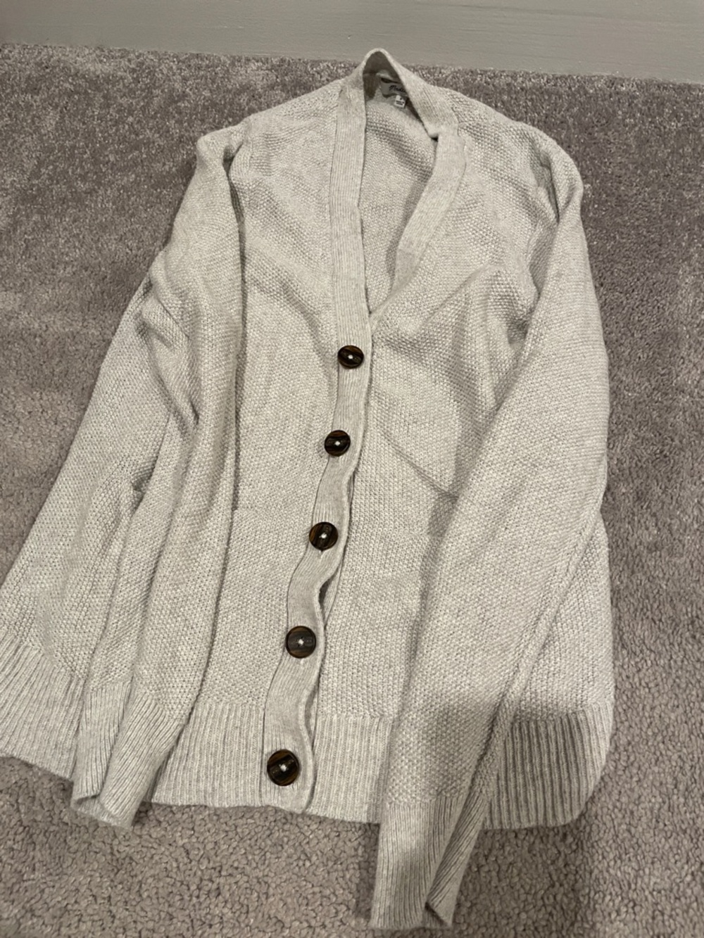 Madewell Light Gray Button-Up Knit Cardigan